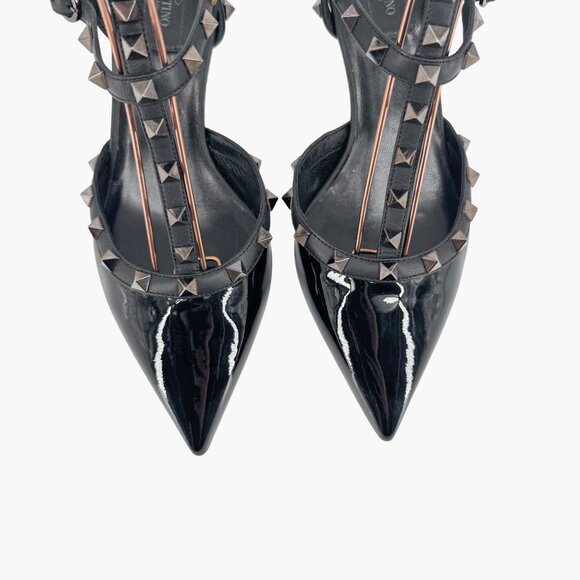 Valentino Rockstud Black Patent Leather Caged Strappy Pumps Heels Size 40 US 10 - Picture 3 of 13